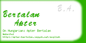 bertalan apter business card